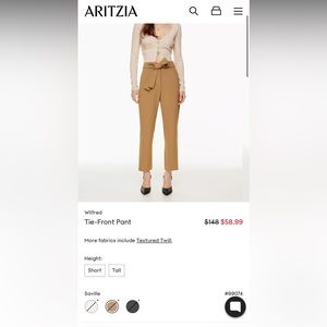 Tan Wilfred aritzia tie front pants